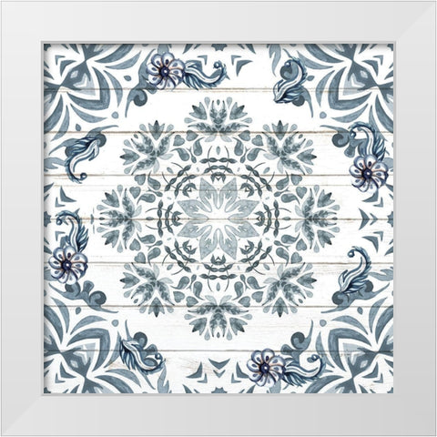 Blue Tiles 1 White Modern Wood Framed Art Print by Allen, Kimberly