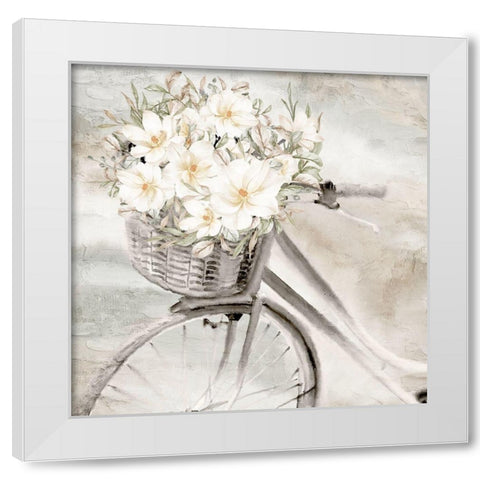 Flower Bike White Modern Wood Framed Art Print by Allen, Kimberly