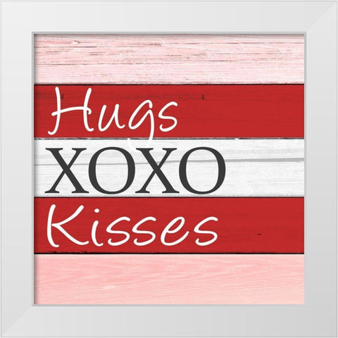 Hugs Kisses White Modern Wood Framed Art Print by Allen, Kimberly