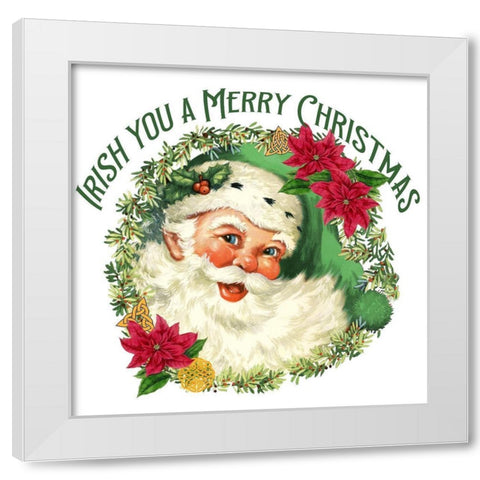 Green Santa Merry Christmas White Modern Wood Framed Art Print by Allen, Kimberly