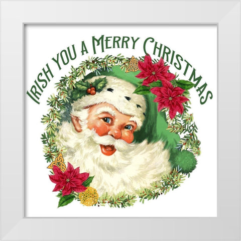 Green Santa Merry Christmas White Modern Wood Framed Art Print by Allen, Kimberly