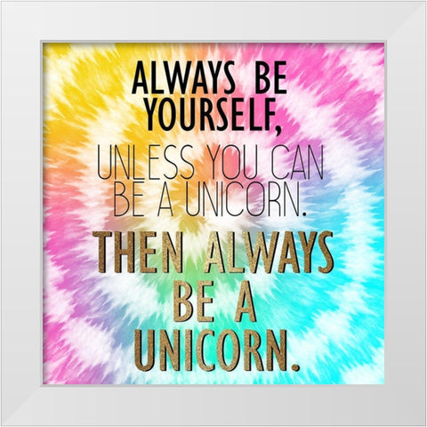 Tie Dye Unicorn 2 White Modern Wood Framed Art Print by Allen, Kimberly