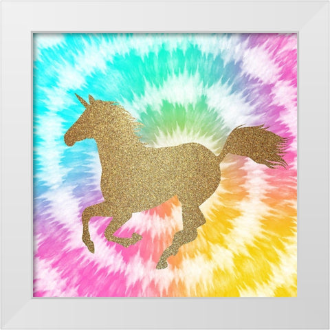 Tie Dye Unicorn 3 White Modern Wood Framed Art Print by Allen, Kimberly