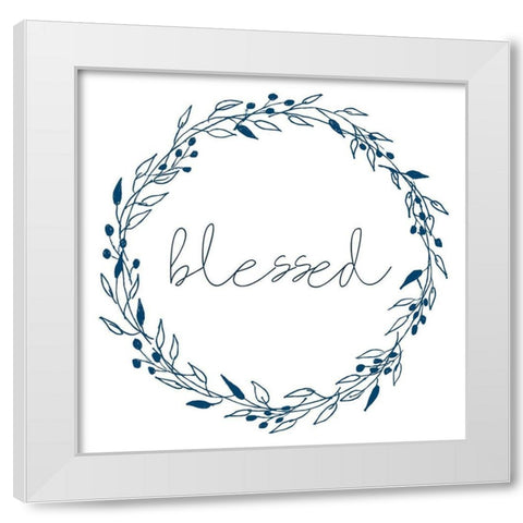 Wreath Blessed White Modern Wood Framed Art Print by Allen, Kimberly