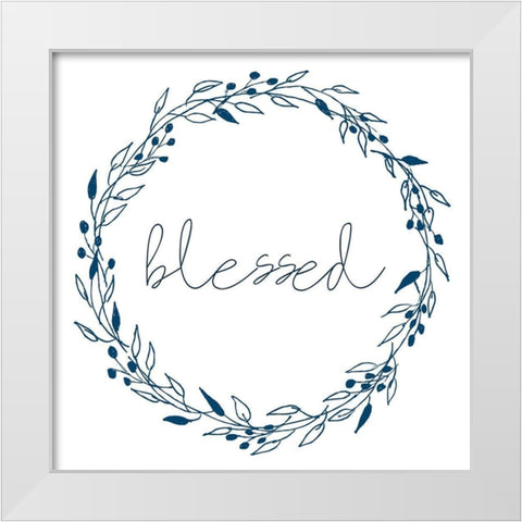 Wreath Blessed White Modern Wood Framed Art Print by Allen, Kimberly