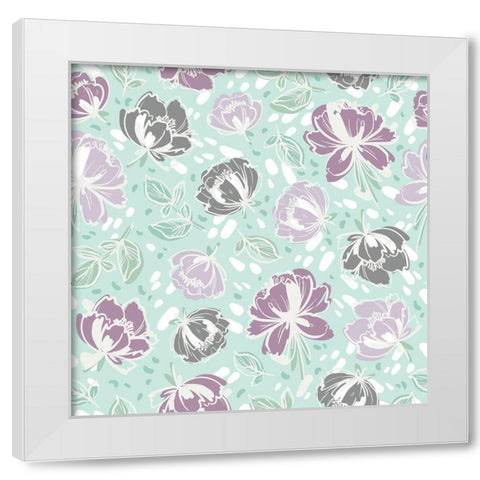 Lilac Florals Pattern White Modern Wood Framed Art Print by Allen, Kimberly