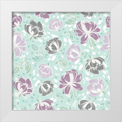 Lilac Florals Pattern White Modern Wood Framed Art Print by Allen, Kimberly