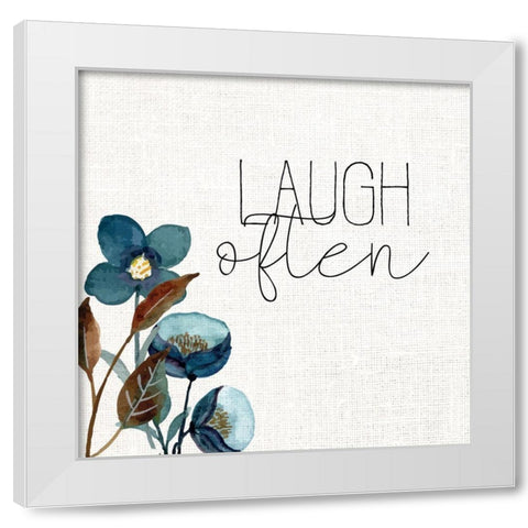 Laugh Often White Modern Wood Framed Art Print by Allen, Kimberly