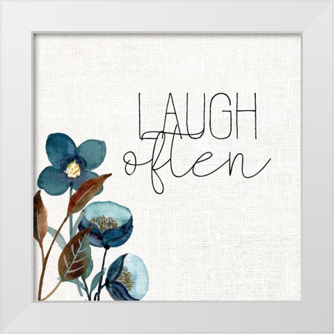 Laugh Often White Modern Wood Framed Art Print by Allen, Kimberly