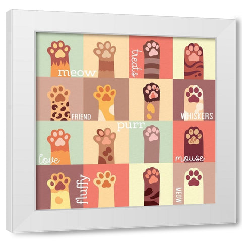 Meow Paw White Modern Wood Framed Art Print by Allen, Kimberly