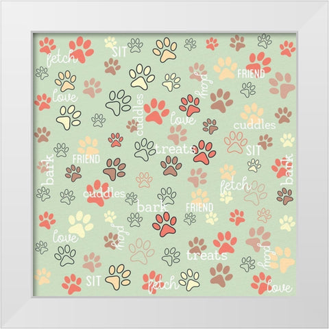 Paw Print White Modern Wood Framed Art Print by Allen, Kimberly