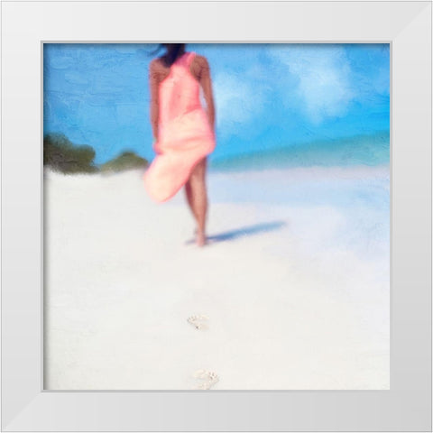 Walk on the Beach White Modern Wood Framed Art Print by Allen, Kimberly