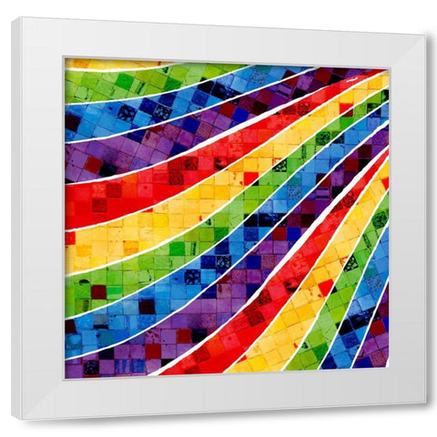 Vintage Tile Rainbow White Modern Wood Framed Art Print by Allen, Kimberly