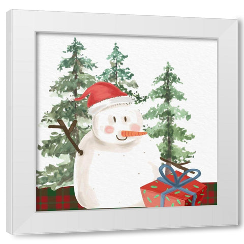 Christmas Snowman White Modern Wood Framed Art Print by Allen, Kimberly