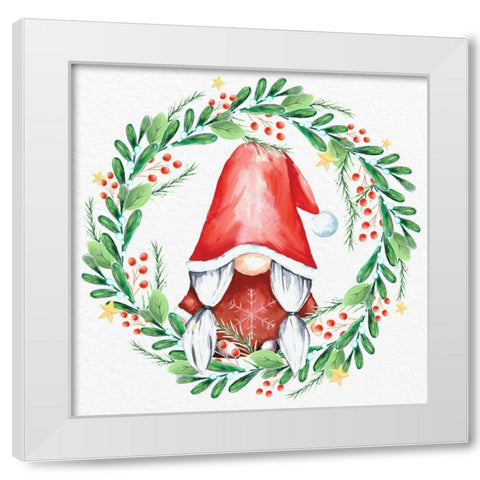 Gnome Wreath 2 White Modern Wood Framed Art Print by Allen, Kimberly