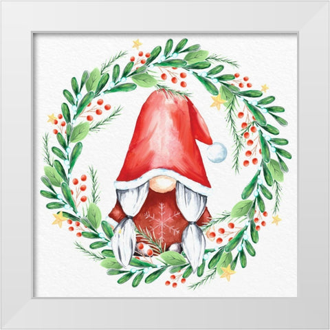 Gnome Wreath 2 White Modern Wood Framed Art Print by Allen, Kimberly