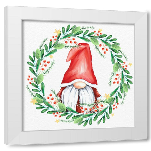 Gnome Wreath 3 White Modern Wood Framed Art Print by Allen, Kimberly