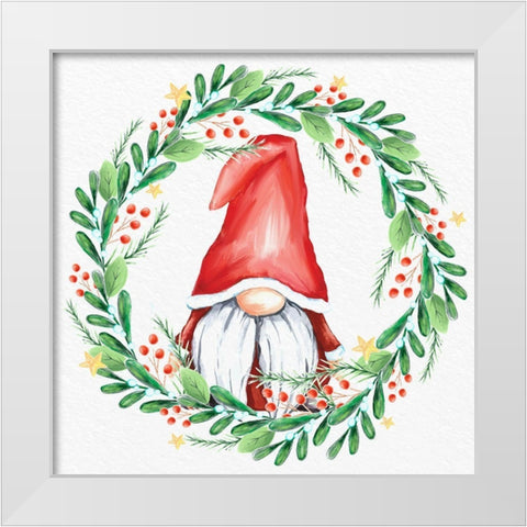 Gnome Wreath 3 White Modern Wood Framed Art Print by Allen, Kimberly