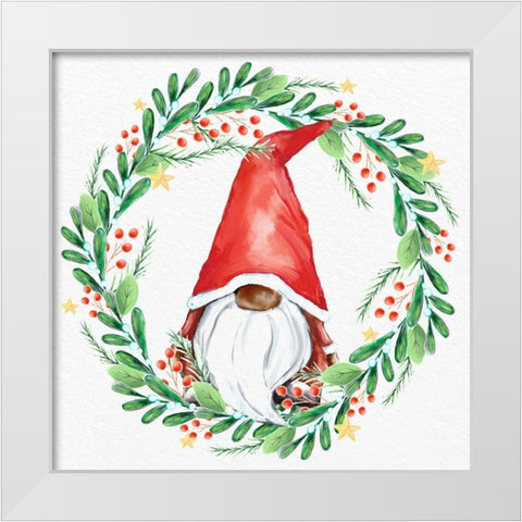 Gnome Wreath 1 v2 White Modern Wood Framed Art Print by Allen, Kimberly