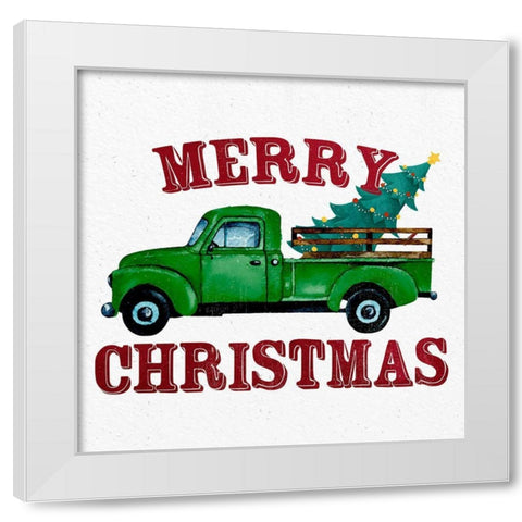 Merry Christmas Truck White Modern Wood Framed Art Print by Allen, Kimberly