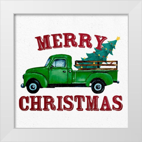 Merry Christmas Truck White Modern Wood Framed Art Print by Allen, Kimberly