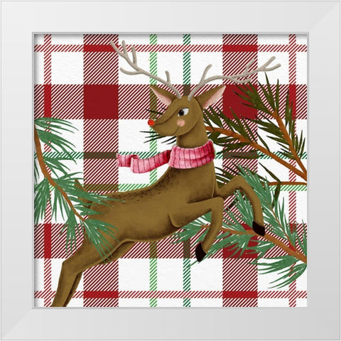 Reindeer Plaid 2 White Modern Wood Framed Art Print by Allen, Kimberly