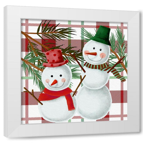 Snowman Plaid White Modern Wood Framed Art Print by Allen, Kimberly