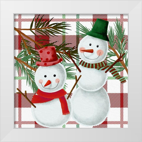 Snowman Plaid White Modern Wood Framed Art Print by Allen, Kimberly