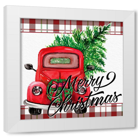 Merry Christmas Red Truck White Modern Wood Framed Art Print by Allen, Kimberly