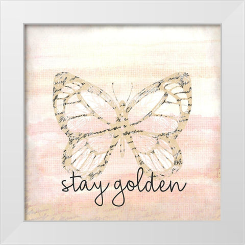 Stay Golden Butterfly White Modern Wood Framed Art Print by Allen, Kimberly