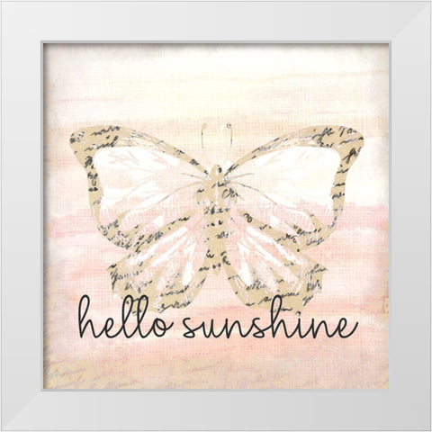 Hello Sunshine Butterfly White Modern Wood Framed Art Print by Allen, Kimberly