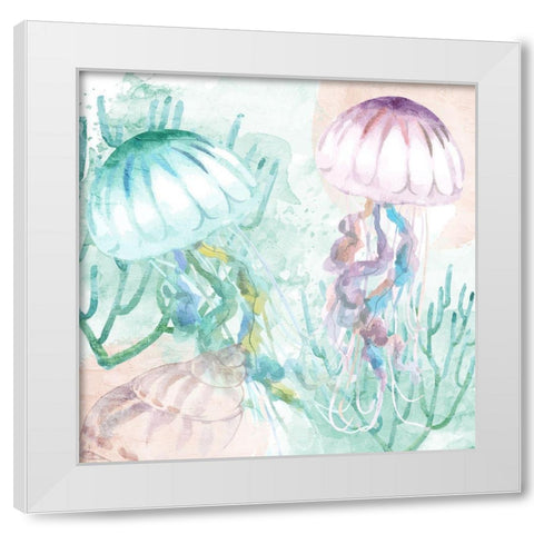 Jelly Fish White Modern Wood Framed Art Print by Allen, Kimberly