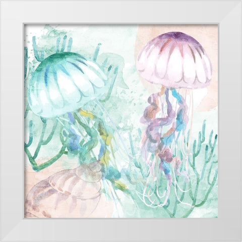 Jelly Fish White Modern Wood Framed Art Print by Allen, Kimberly