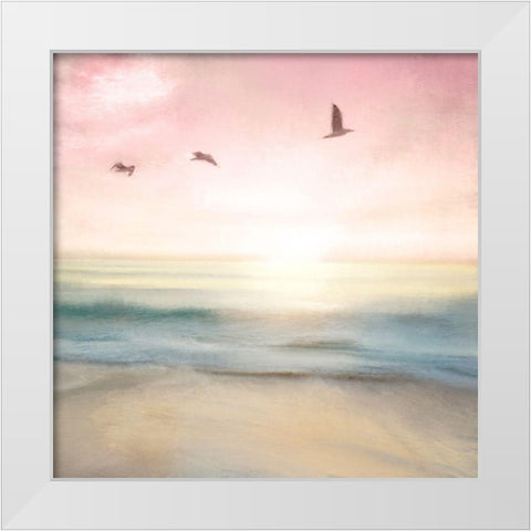 Pink Sunrise Beach White Modern Wood Framed Art Print by Allen, Kimberly