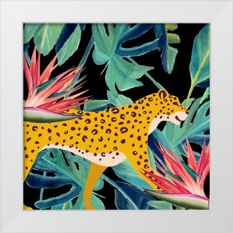 In the Palms Leopards 1 White Modern Wood Framed Art Print by Allen, Kimberly