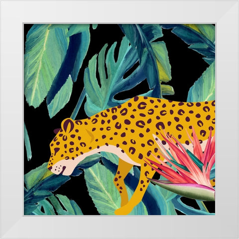 In the Palms Leopards 2 White Modern Wood Framed Art Print by Allen, Kimberly