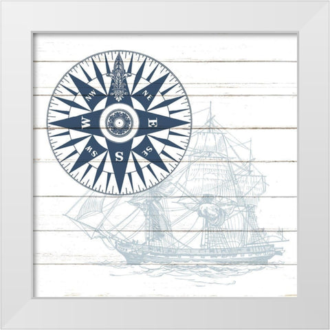 Ships Compass White Modern Wood Framed Art Print by Allen, Kimberly