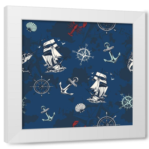 Nautical Pattern White Modern Wood Framed Art Print by Allen, Kimberly