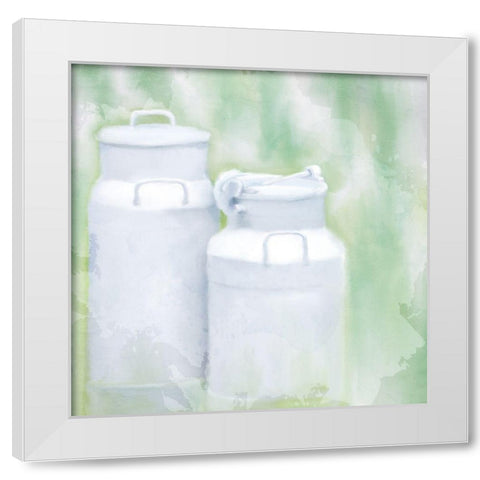 Milk Cans White Modern Wood Framed Art Print by Allen, Kimberly