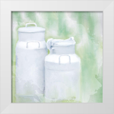 Milk Cans White Modern Wood Framed Art Print by Allen, Kimberly