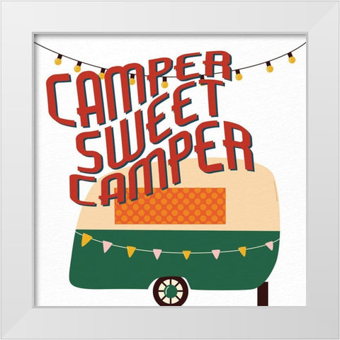 Happy Camper 3 White Modern Wood Framed Art Print by Allen, Kimberly