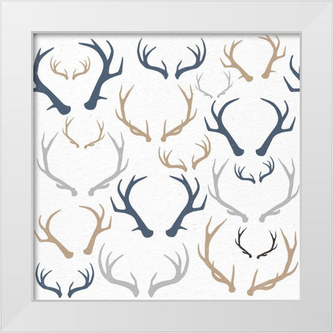 Antler Pattern White Modern Wood Framed Art Print by Allen, Kimberly