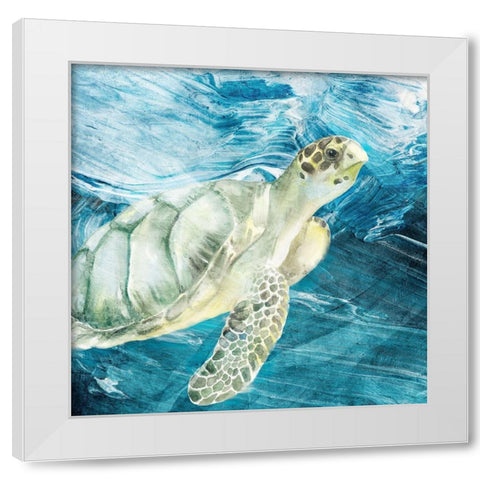 Sea Turtle Blues White Modern Wood Framed Art Print by Allen, Kimberly