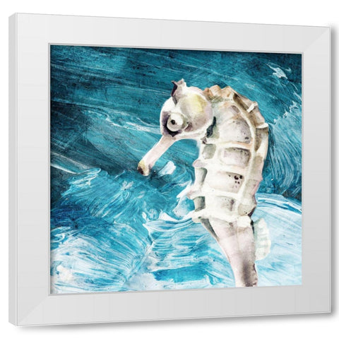 Seahorse Swimming White Modern Wood Framed Art Print by Allen, Kimberly