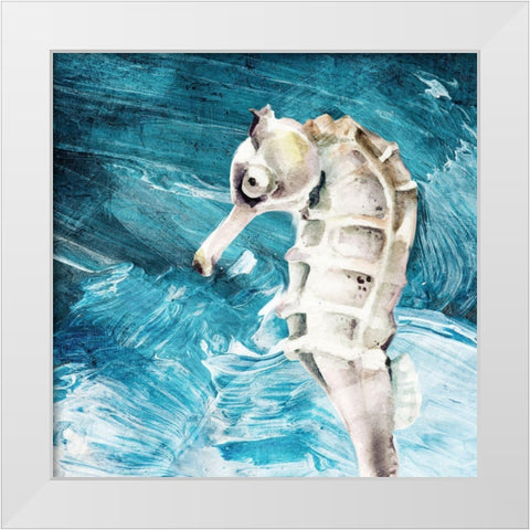 Seahorse Swimming White Modern Wood Framed Art Print by Allen, Kimberly