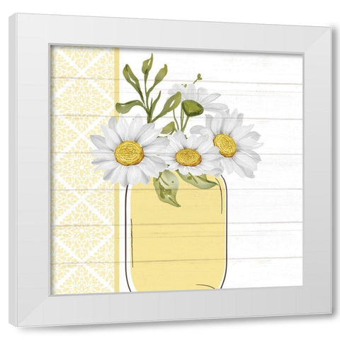 Mason Jar Floral 3 White Modern Wood Framed Art Print by Allen, Kimberly