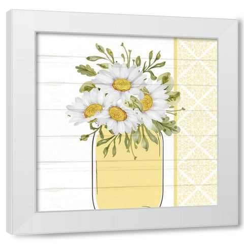 Mason Jar Floral 4 White Modern Wood Framed Art Print by Allen, Kimberly