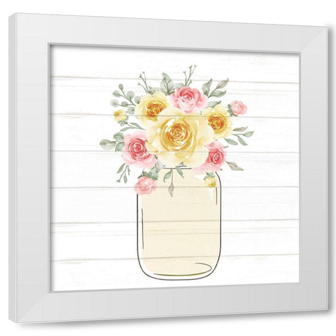 Mason Jar Floral 11 White Modern Wood Framed Art Print by Allen, Kimberly