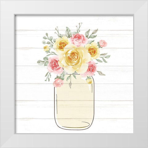 Mason Jar Floral 11 White Modern Wood Framed Art Print by Allen, Kimberly