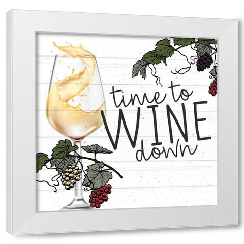 Time to Wine Down White Modern Wood Framed Art Print by Allen, Kimberly